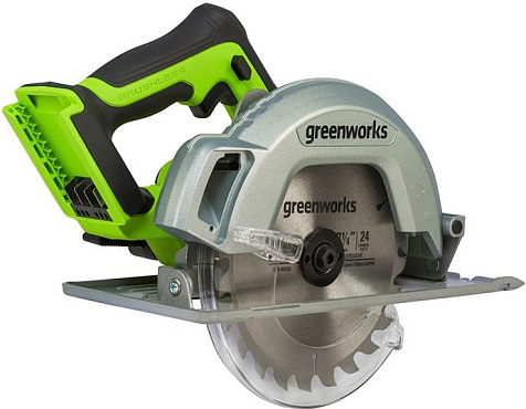 Пила циркулярная Greenworks GD24CS, 24В, Li-ion, без АКБ и ЗУ, 185х20мм, бесщеточная купить в СОМ