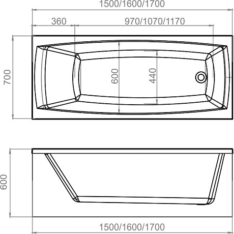 Ванна акриловая Domani-Spa Rest 170 х70 см, каркас, экран купить в СОМ
