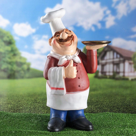 Фигура садовая Шеф-повар с подносом  15×36×62см купить в СОМ